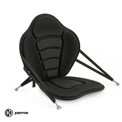 Produktbild von PEME Hydro Kajaksitz für SUP Board Stand Up Paddle Sitz Universal Rückenlehne Aufsatz Gepolstert mit Tasche Wasserdicht Schwarz Karabiner Zubehör