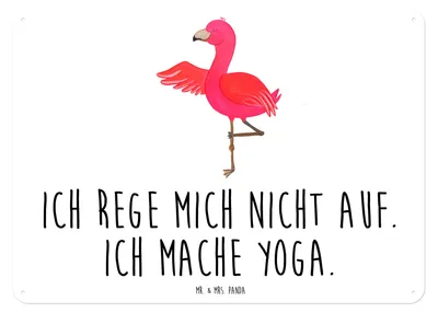 Produktbild von Mr. & Mrs. Panda Wandbild Flamingo Yoga DIN A3 - Weiß - Geschenk, Namaste, Vogel, Yogi, wandtafel, Türschild, Blechschild, tafel, Meditieren, Rosa, Schild