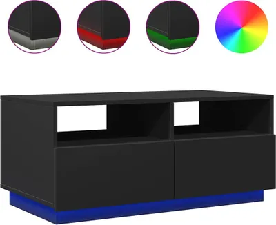 Produktbild von vidaXL Couchtisch mit LED-Leuchten Schwarz 90x49x40 cm