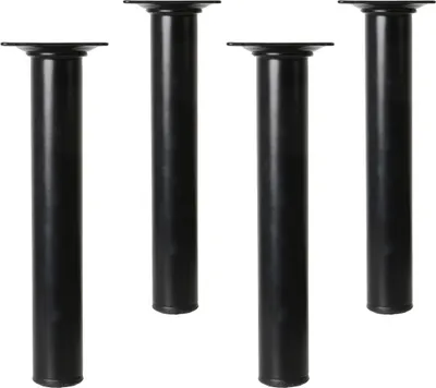 Produktbild von 4er Set Möbelstempel Schwarz Ausführung Rund ø 30mm Höhe 250mm Tischfüße Metall