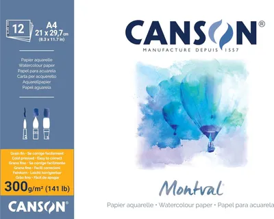 Produktbild von CANSON Aquarellblock "Montval" 210 x 297 mm 300 g/qm 12 Blatt