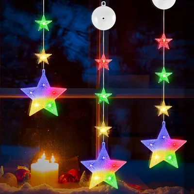 3er-Set LED-Weihnachtslichter, Sterne, 8 Modi, Timer, batteriebetrieben