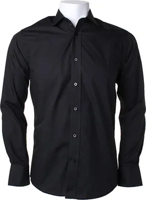 Produktbild von Kustom Kit Slim Fit Herren Business Langarm Hemd, Größe:L (42cm), Farbe:Schwarz