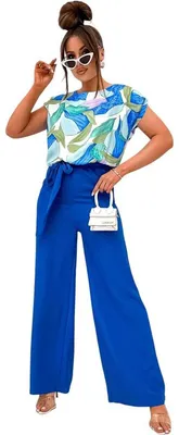 Produktbild von Damen Jumpsuit mit Weiten Hosenbeinen Overall  Look  Blau/M/38