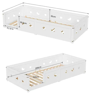 Obrázek produktu pro Dětská postýlka, ochranná zábrana, minimalistický moderní design, bílá – 120 x 200 cm