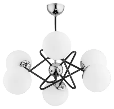 Zdjęcie produktu dla Lampa wisząca VIRGINIA chromowana czarna-dymiona 6xE14x10W szkło wym:50x65x65cm IP20 Alfa