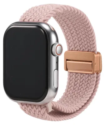Immagine prodotto di Cinturino di ricambio in nylon Loop per Apple Watch 1, 2, 3, 4, 5, 6, 7, 8, 9, 10, 11, SE 1, 2, 3 da 38/40/41/42 mm. Cinturino in tessuto intrecciato rosa tenue. Cinturino regolabile per smartwatch, taglia universale.
