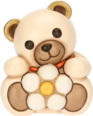 Produktbild von Thun Teddy mit Gänseblümchen aus Keramik Primavera da vivere, klein 7,2 x 6,3 x 8,8 cm h F3357H90 Neuheit 2024