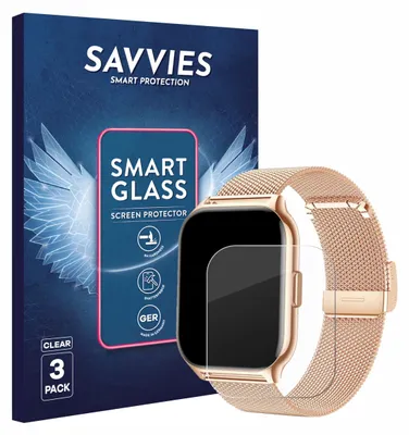 Produktbild von 3x Savvies Schutzglas Folie für APAUK Smartwatch 2.01" 9H Panzer Schutzfolie Glas Displayschutz klar transparent