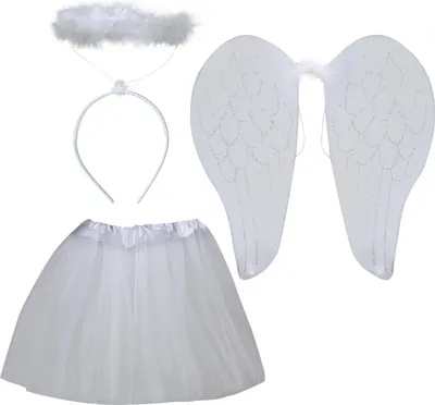 Produktbild von Engel Karneval Kostüm Kinder Tutu Mit Flügeln Haarreif Feen Outfit Himmelswesen Fasching Feier Accessoire, Farbe: Weiß