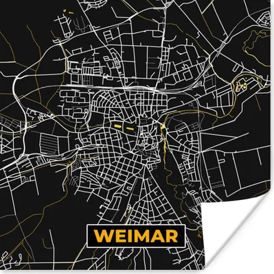 Produktbild von MuchoWow® Poster Gold - Deutschland - Karte - Stadtplan - Weimar 100x100 cm - Babyzimmer