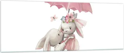 Produktbild von Bilder auf glas - Einteilig - Hasen Regenschirm Kinder - 140x50cm - Glasbilder - Wandbilder - Bilder - zum Aufhängen bereit - Wanddekoration aus Glas - Glas Bilder - Wandbild auf Glas - GAB140x50-4777