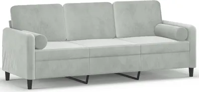 Produktbild von vidaXL 3-Sitzer-Sofa mit Zierkissen Hellgrau 180 cm Samt