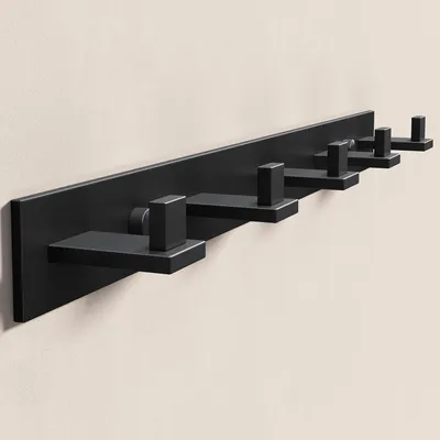 Produktbild von doporro Garderobenhaken Edelstahl, Kleiderhaken Wand mit 5 Haken, selbstklebend & ohne Bohren Matt schwarz für Jacken, Handtücher Stalo-07