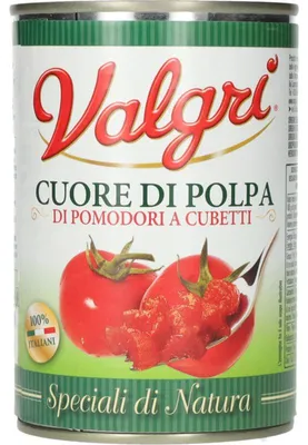 Produktbild von Valgri Cuore di Polpa Tomaten 400g – Geschälte Tomatenherzen für Saucen & Suppen