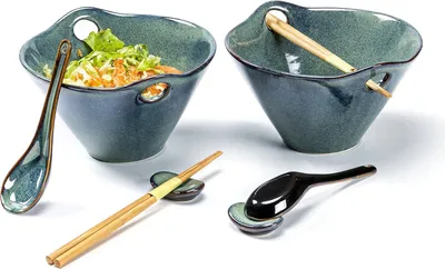 Produktbild von Ramen-Kochset mit Löffeln 2 Stück 600 ml, Japanische Ramen-Schalen