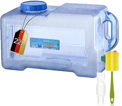 Produktbild von Wasserkanister 22 l, BPA-frei, mit Hahn und Schraubverschluss, transparent blau, für Camping