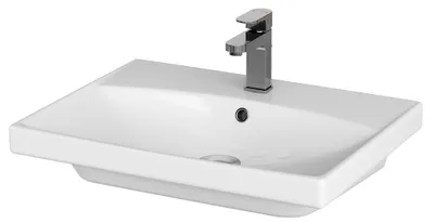 Zdjęcie produktu dla Umywalka ceramiczna City 60 cm z otworem na armaturę i przelewem, kompatybilna z meblami CREA, MODUO, SMART, LARA, MELAR