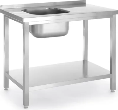 Produktbild von Einbeckenspüle mit Ablage links Budget Line STAL 1000 x 600 x 850 cm - Hendi 817025