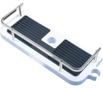 Image de Étagère de douche à suspendre - Blanc et chromé - 320 x 120 x 80 mm - Sans perçage