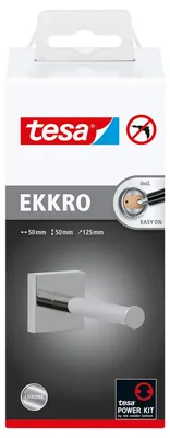 Produktbild von Tesa ekkro Ersatzrollenhalter (NICHT BOHREN, hochglanzverchromt, inkl. Klebelösung, hohe Haltekraft (bis 6kg), 50mm x 50mm x 125mm) 40245-00000