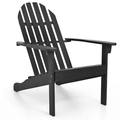 Zdjęcie produktu dla COSTWAY Krzesło Adirondack z drewna, krzesło Adirondack z drewna akacjowego, fotel ogrodowy z pochylonym siedziskiem i wysokim oparciem, krzesło ogrodowe do 180 kg, czarne