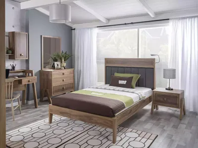 Produktbild von Kindermöbel Komplete Kinderbett Kinderzimmer Bett Holz Braun Set 4tlg