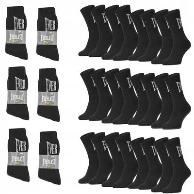 Produktbild von EVERLAST Lange Baumwoll-Herrensocken, 12 Paar, Schwarz, Gr. 43-46