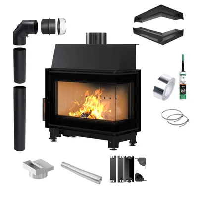 Immagine prodotto di Caminetto ad aria compressa in acciaio di destra KRATKI SIMPLE 6 kW 150