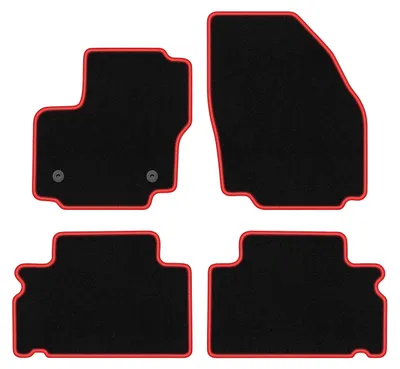Zdjęcie produktu dla Dywaniki samochodowe welurowe CARLUX-RED do: Ford Galaxy MK2 (2012-2015, minivan) czarne z czerwonym obszyciem, z mocowaniami