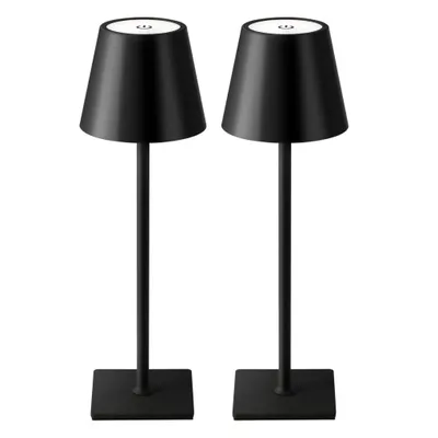 Produktbild von 2er Set LED Tischlampe Kabellos Dimmbar USB Wiederaufladbar Schwarz