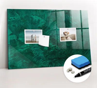 Produktbild von Magnetpinnwand Memoboard - Zubehörsatz - Weißer Marker + Schwamm + Magnete - 60 x 40 cm - Smaragdwand