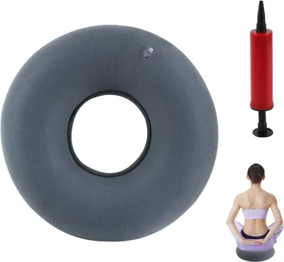 Obrázok produktu pre Nafukovací kruhový vankúš 34 cm, pre kancelársku stoličku, s pumpou, pre hemoroidy