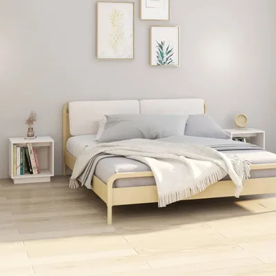 Obrázek produktu pro vidaXL Noční stolky 2 ks. Bílé 40x30x40 cm z masivního borovicového dřeva