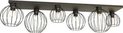Zdjęcie produktu dla Lampa sufitowa industrialna 6 drucianych kloszy czarna NEST 6xE27 15W Emibig