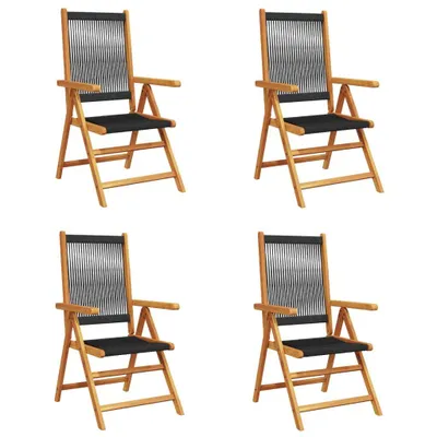 Image de Chaises inclinables de jardin lot de 4 noir bois massif acacia