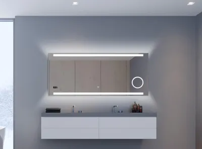Produktbild von TALOS King Badspiegel mit Beleuchtung 120x60 LED Wandspiegel mit beleuchtetem Kosmetikspiegel. Lichtfarbe neutralweiß. Digitaluhr. IP24
