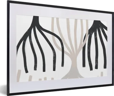 Produktbild von MuchoWow® Gerahmtes Poster Linie - Pastell - Abstrakt - Muster 60x40 cm - Poster mit Schwarzem Bilderrahmen Wandposter Rahmen Foto Bilder - Schlafzimmer - Plakat in Rahmen - Drucken