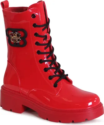 Produktbild von topschuhe24 3194 Damen Lack Stiefeletten Worker Biker Boots , Farbe:Rot, Größe:37 EU