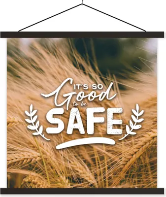 Produktbild von MuchoWow® Textilposter Sprichwörter - 'Es ist so gut, sicher zu sein' - Zitate 90x90 cm mit schwarzem Rahmen - Magnetisches