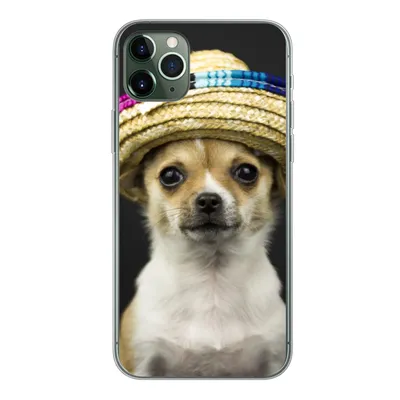 Produktbild von MuchoWow® Handyhülle Schutzhülle Hülle für iPhone 11 Pro Max Hund - Sombrero - Schwarz Silikon Softcase Handy Hülle - Schutz