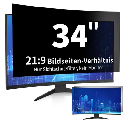 Productafbeelding van Privacyfilter Monitor - 34 Inch Ultrawide Gebogen - Anti-Spy en Blauw Licht Filter