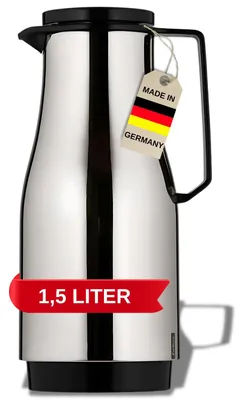 Edelstahl-Thermoskanne 1,5 l mit Drehverschluss, schwarz