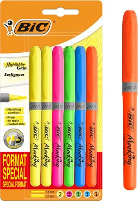 Image de Zakreślacz BIC Highlighter Grip Special Format Mix Blister 6szt
