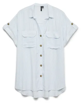 Productafbeelding van Vero Moda VMBUMPY shirt, artikelnummer 10310139, maat XL, blouse, volwassenen, dames, wit, maat XL, korte mouwen