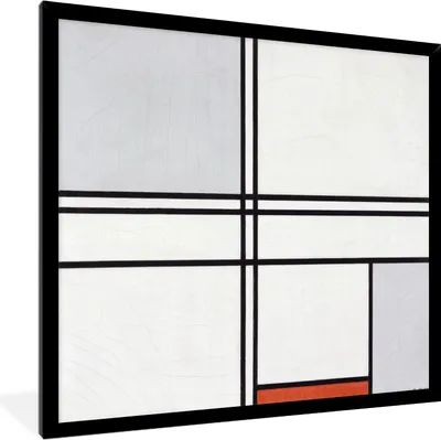 Produktbild von MuchoWow® MuchoWow® Gerahmtes Poster Komposition 1 mit Rot und Grau - Piet Mondrian 40x40 cm - Poster mit zchwarzem Bilderrahmen - Mit Rahmen - Wanddekoration Schlafzimmer