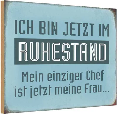 Produktbild von vianmo Holzschild 20x30 cm bin im Ruhestand Chef meine Frau