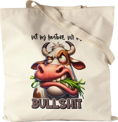 Produktbild von Not My Pasture Not My Bullshit Jutebeutel Lustige Kuh Freche Spruch Humor Sarkasmus Geschenkidee