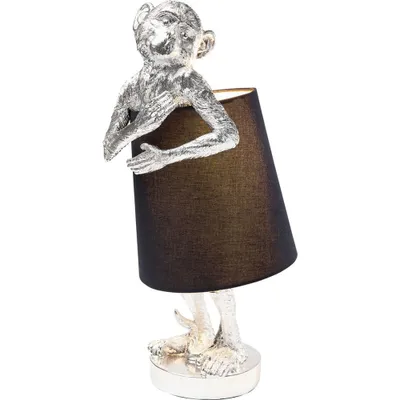 Image de Stehlampe Affe silber mit schwarzem Schirm - ca. 56 cm