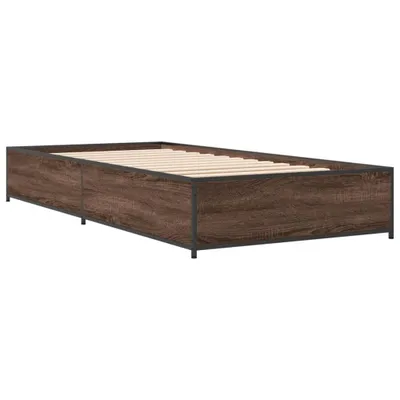 Produktbild von vidaXL Bettgestell Braun Eichen-Optik 90x190 cm Holzwerkstoff Metall